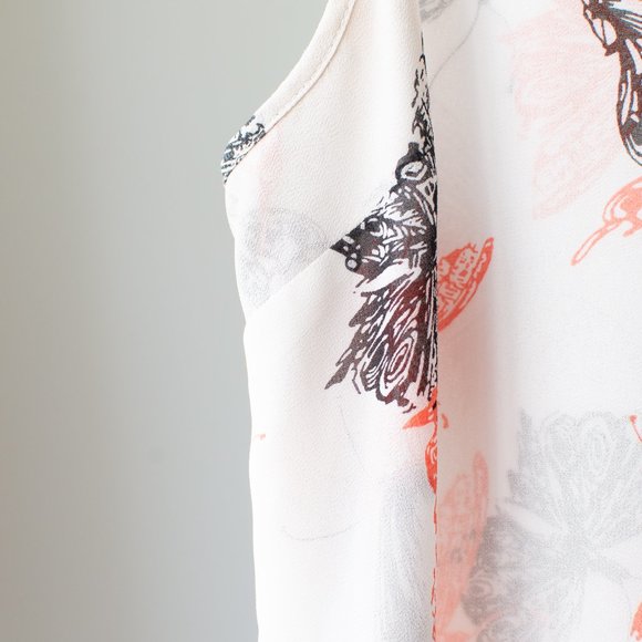 Butterfly sleeveless camisole tank with black lace back size small - Picture 7 of 10